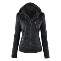 Greta | Damen Warme Jacke | mit Kapuze in Schwarz