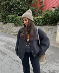 Agnes | Damen Warme Winterjacke | Kurze mantel in Dunkelgrau