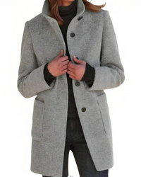 Monika | Damen Warme Trenchcoat | Lange mantel in Hellgrau