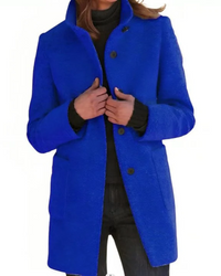 Monika | Damen Warme Trenchcoat | Lange mantel in Dunkelblau