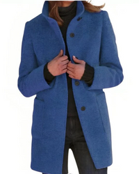 Monika | Damen Warme Trenchcoat | Lange mantel in Blau