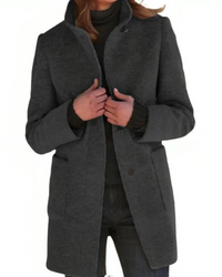 Monika | Damen Warme Trenchcoat | Lange mantel in Schwarz