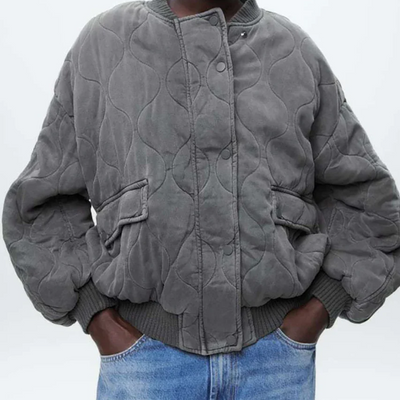 Lya | Damen Kurze Winterjacke | Grau