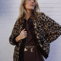 Sophie | Damen Warme Winterjacke | Teddy Jacke in Leopardenmuster