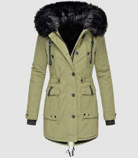Kaja | Damen Warme Winterjacke | Lang in Grün