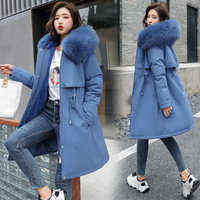 Beth | Damen Warme Winterjacke | Lange Mantel in Blau