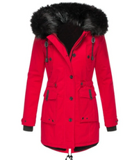 Kaja | Damen Warme Winterjacke | Lang in Rot