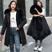 Beth | Damen Warme Winterjacke | Lange Mantel in Schwarz