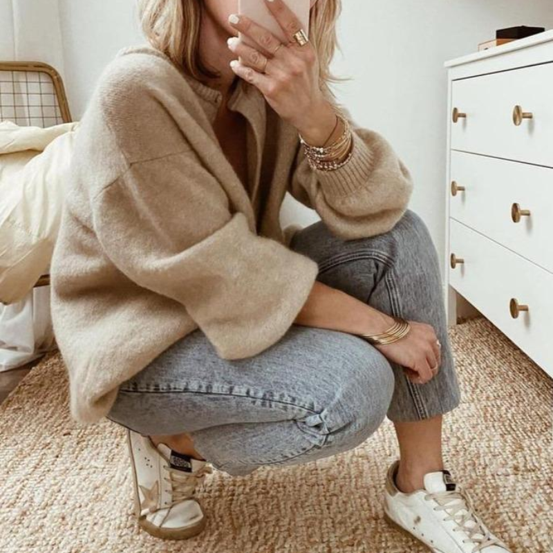 Finja | Damen Warme Winterweste | Strickjacke