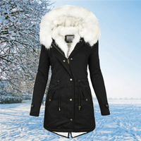 Birga | Damen Lange Winterjacke | Warm in Schwarz