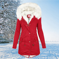 Birga | Damen Lange Winterjacke | Warm in Rot