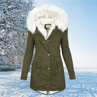 Birga | Damen Lange Winterjacke | Warm in Armeegrün
