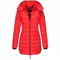 Wiebke | Damen Wasserdichte Steppjacke | Lange Mantel in Rot