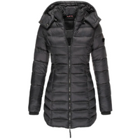 Wiebke | Damen Wasserdichte Steppjacke | Lange Mantel in Schwarz