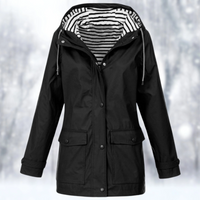 Luisa | Damen Wasserdichte Regenjacke | mit Kapuze in Schwarz