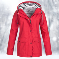 Luisa | Damen Wasserdichte Regenjacke | mit Kapuze in Rot