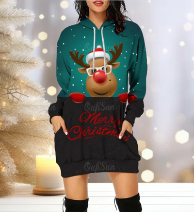 Beda | Damen Weihnachtspullover | Mit Kapuze