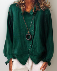 Vanna | Damen Weiß Bluse | Langarm in Grün