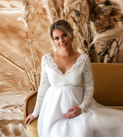 Svea | Damen Weisse Maxikleid | Umstandskleid