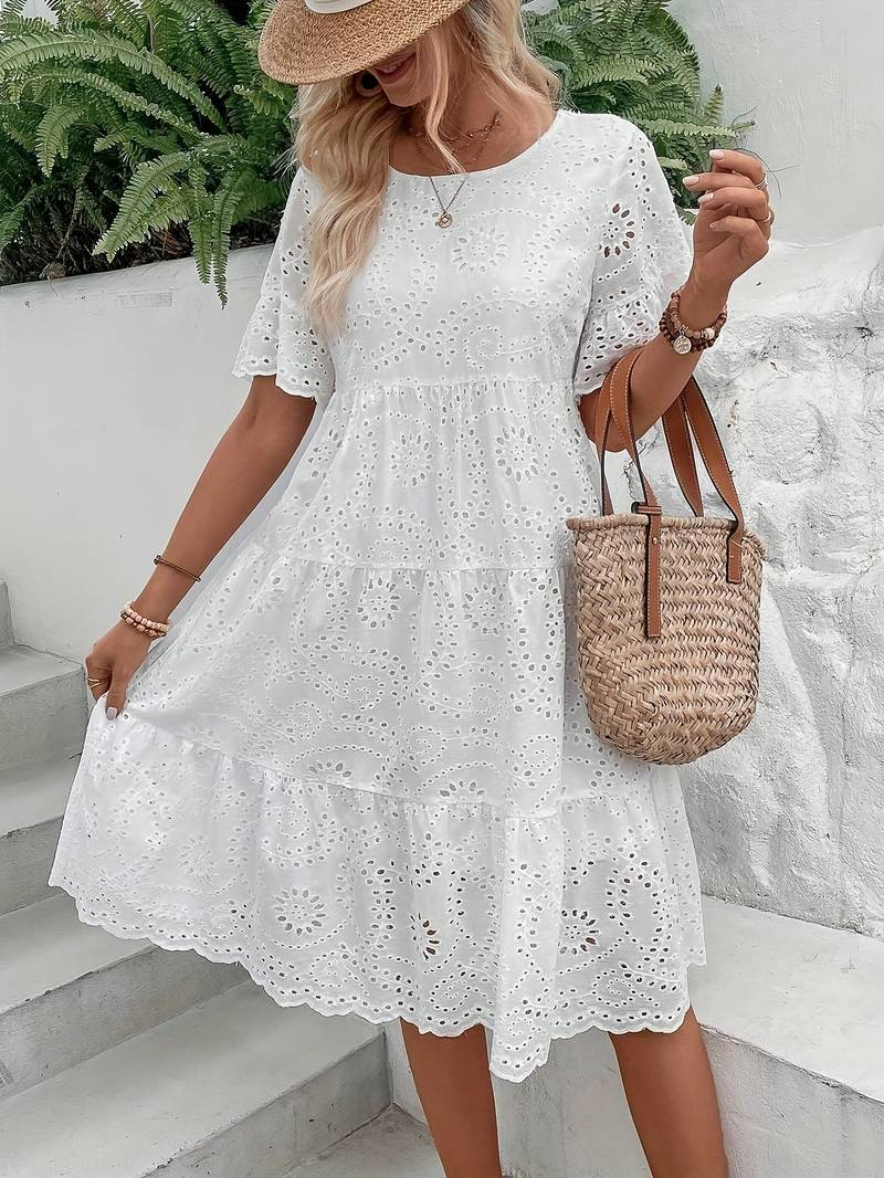 Kathleen | Weiß Sommerkleid | Midi
