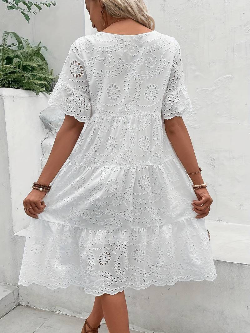 Kathleen | Weiß Sommerkleid | Midi