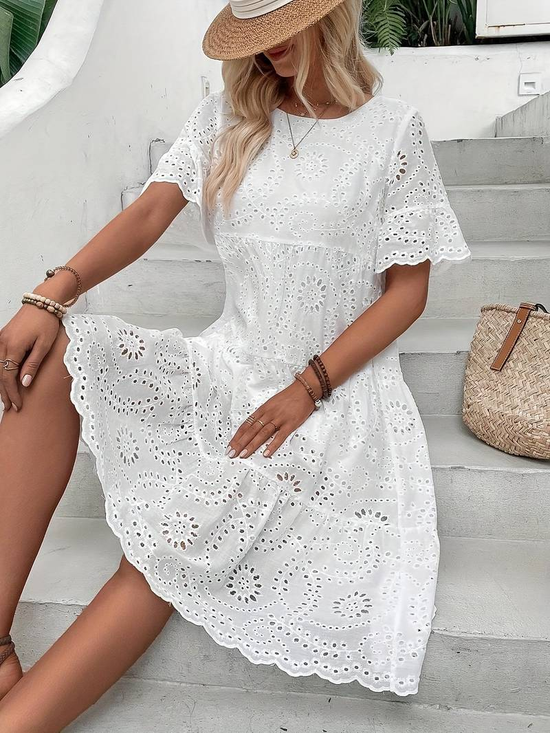 Kathleen | Weiß Sommerkleid | Midi