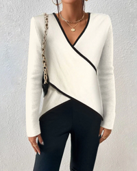 Verena | Damen V-Ausschnitt Pullover | Weiß in Weiß