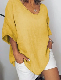 Elske | Damen Oversized T-Shirt | Weiß in Gelb