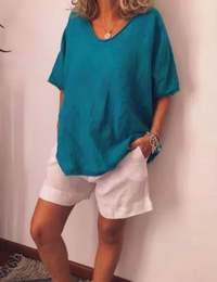 Elske | Damen Oversized T-Shirt | Weiß in Blau