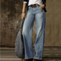 Ella | Damen Moderne Weite Jeans | Bootcut in Hell Blau