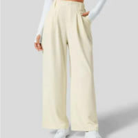 Emilia | Damen Elegante Weite Hosen | High-Waist in Beige