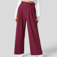 Emilia | Damen Elegante Weite Hosen | High-Waist in Burgunderrot
