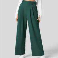 Emilia | Damen Elegante Weite Hosen | High-Waist in Dunkelgrün