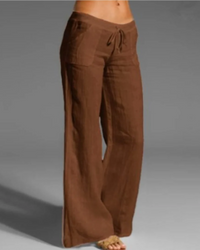 Sybille | Damen Weite Hosen | Stoffhose in Braun