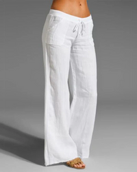 Sybille | Damen Weite Hosen | Stoffhose in Weiß