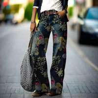 Rosalie | Damen Wide Leg Jeans | Boot Cut in Blumenmuster