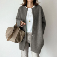 Ingrid | Damen Winter Strickjacke | Lang in Grau
