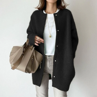 Ingrid | Damen Winter Strickjacke | Lang in Schwarz