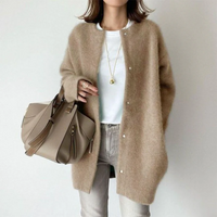 Ingrid | Damen Winter Strickjacke | Lang in Khaki