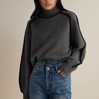 Natalie | Damen Winter Rollkragenpullover | Elegant in Platin Grau
