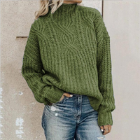 Carina | Damen Strick Rollkragenpullover | Winter in Grün