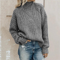 Carina | Damen Strick Rollkragenpullover | Winter in Grau