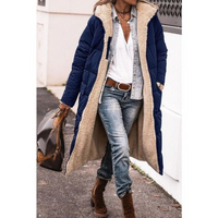 Eula | Damen Lange Steppjacke | Wintermantel in Marine