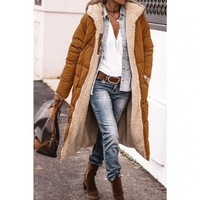 Eula | Damen Lange Steppjacke | Wintermantel in Kaffee