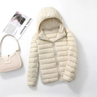 Elin | Damen Winter Steppjacke | Kurze Mantel in Creme