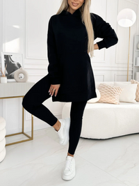 Florence | Damen Elegant Hausanzuge | Zweiteiler Set in Schwarz