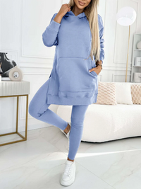 Florence | Damen Elegant Hausanzuge | Zweiteiler Set in Blau
