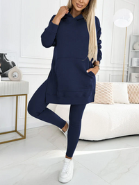 Florence | Damen Elegant Hausanzuge | Zweiteiler Set in Marineblau