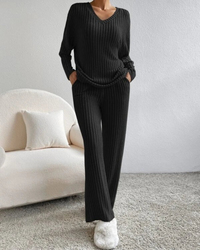 Petra | Damen Zweiteiler Set Loungewear | Hausanzug in Schwarz