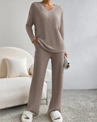 Petra | Damen Zweiteiler Set Loungewear | Hausanzug in Taupe
